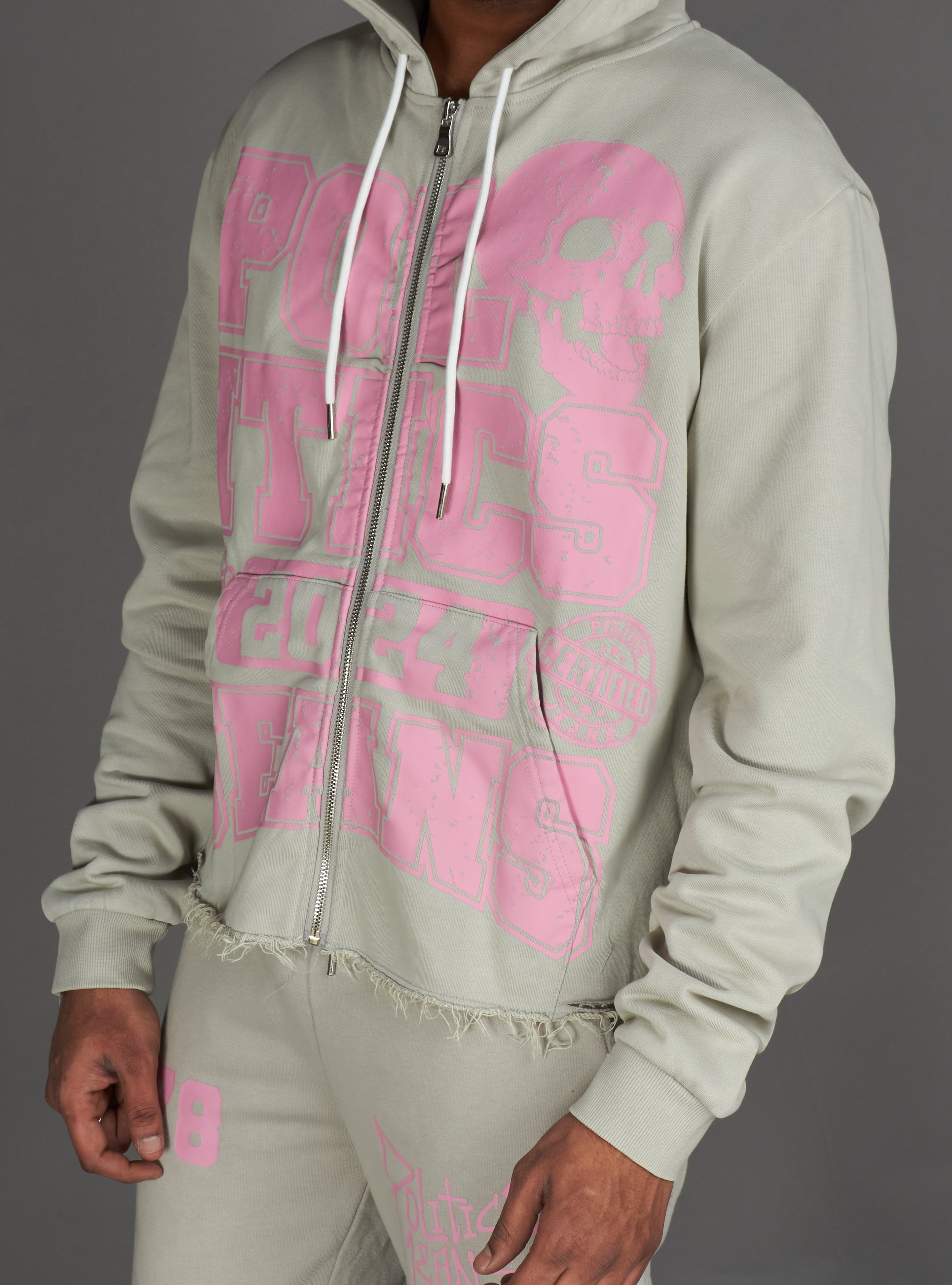 Politics Hoodie - Ruth - Grey Wash - 021