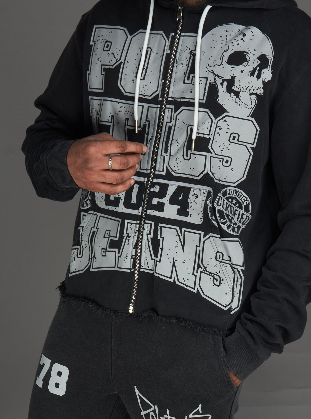 Politics Hoodie - Ruth - Black Wash - 110