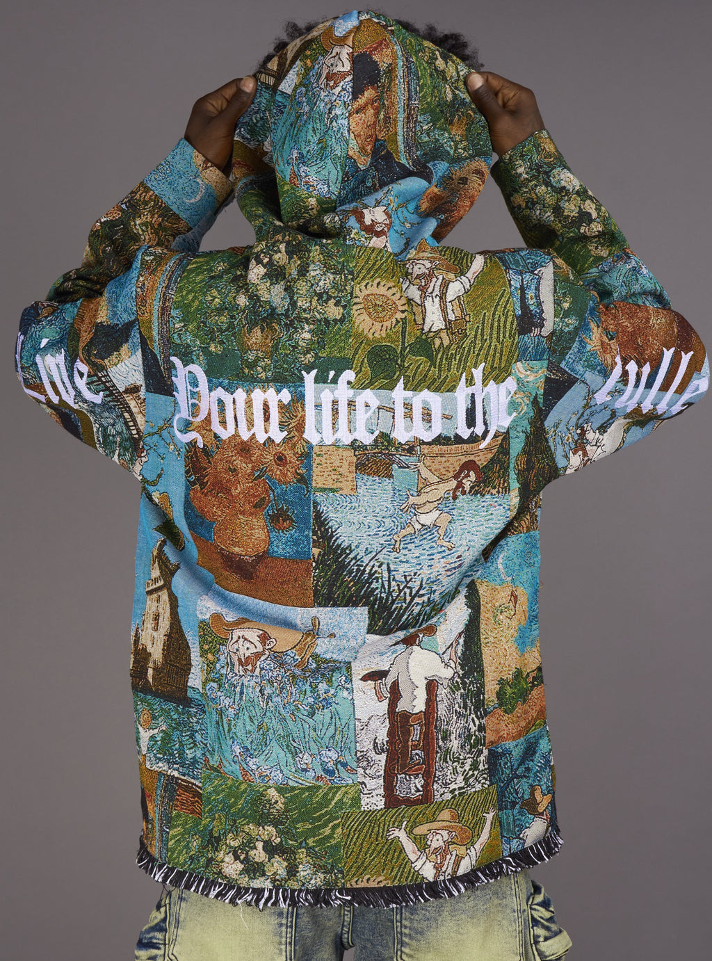 Majestik Hoodie - Men's Van Gogh Tapestry Jacquard - Multi Blue - TH2433