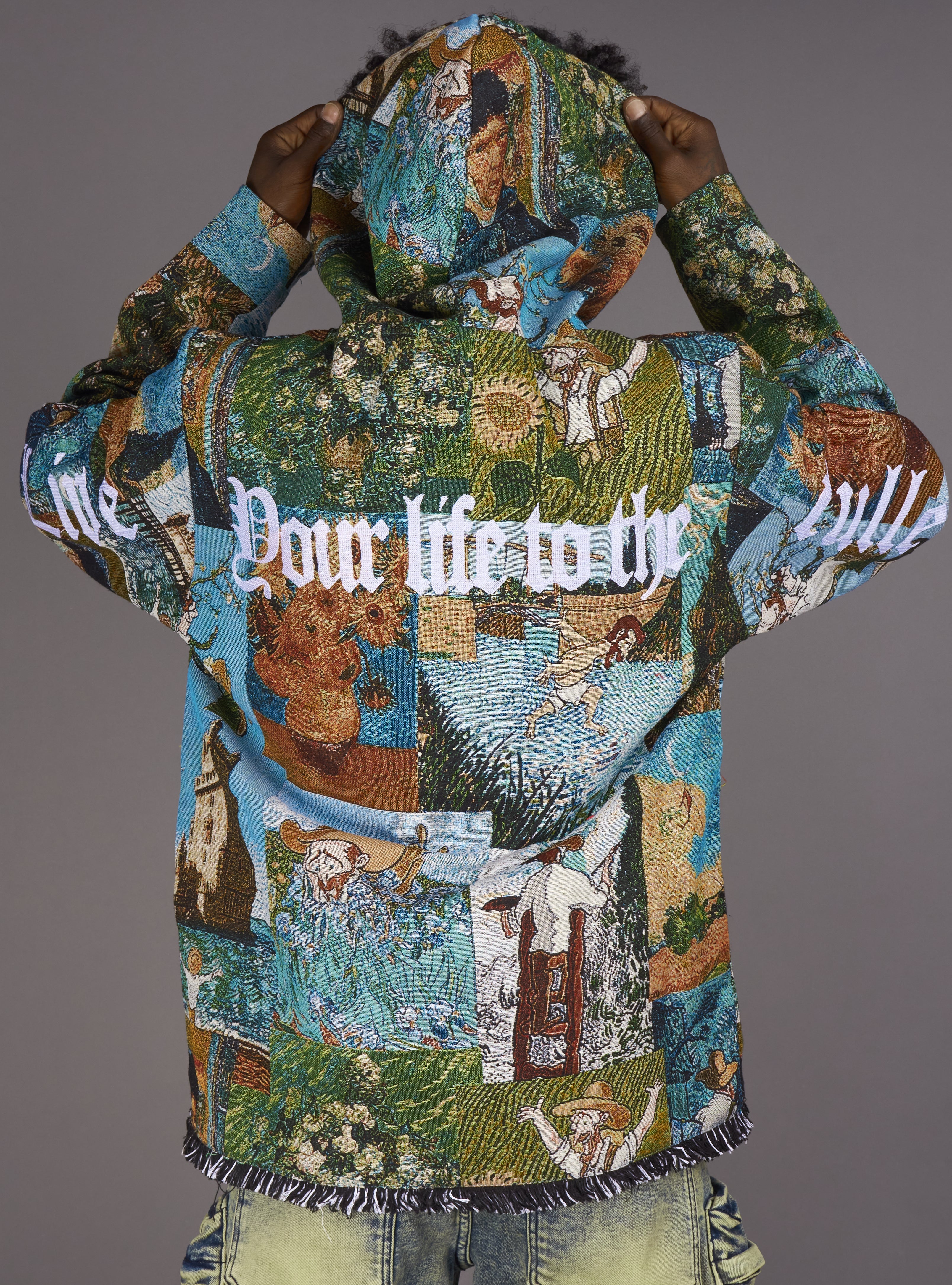 Majestik Hoodie - Men's Van Gogh Tapestry Jacquard - Multi Blue - TH2433