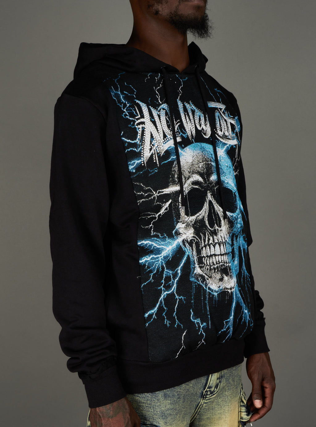 Majestik Hoodie - N.W.O Rhinestone Tapestry Cut&Sew- Black - FT2452
