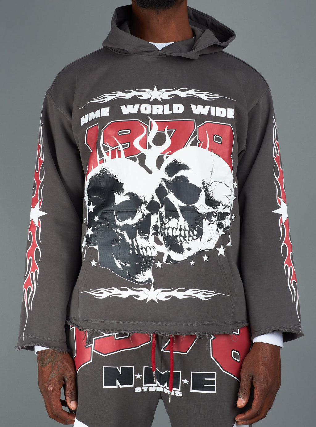 NME Sweatshirt- Chen - Gray And Maroon - 126