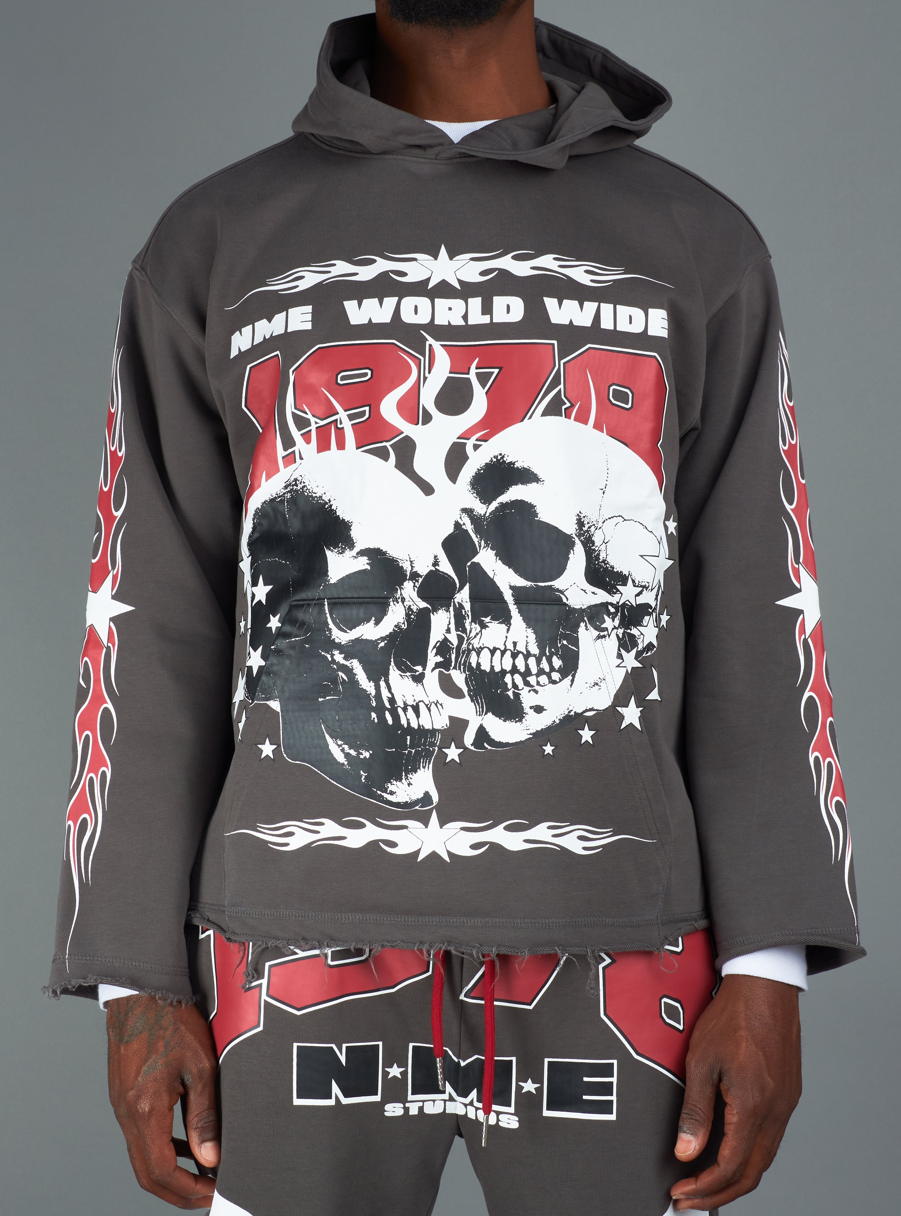 NME Sweatshirt- Chen - Gray And Maroon - 126