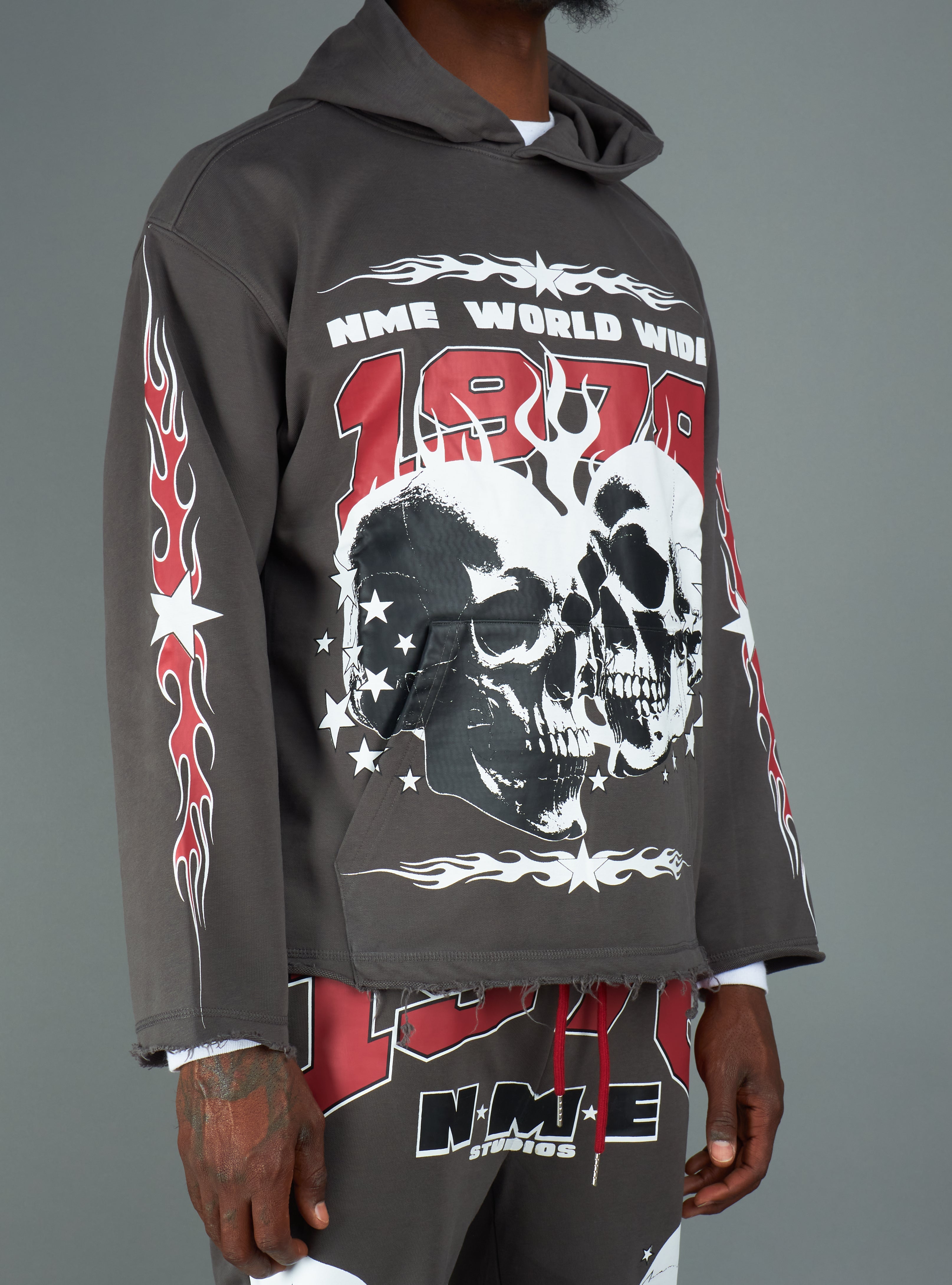 NME Sweatshirt- Chen - Gray And Maroon - 126