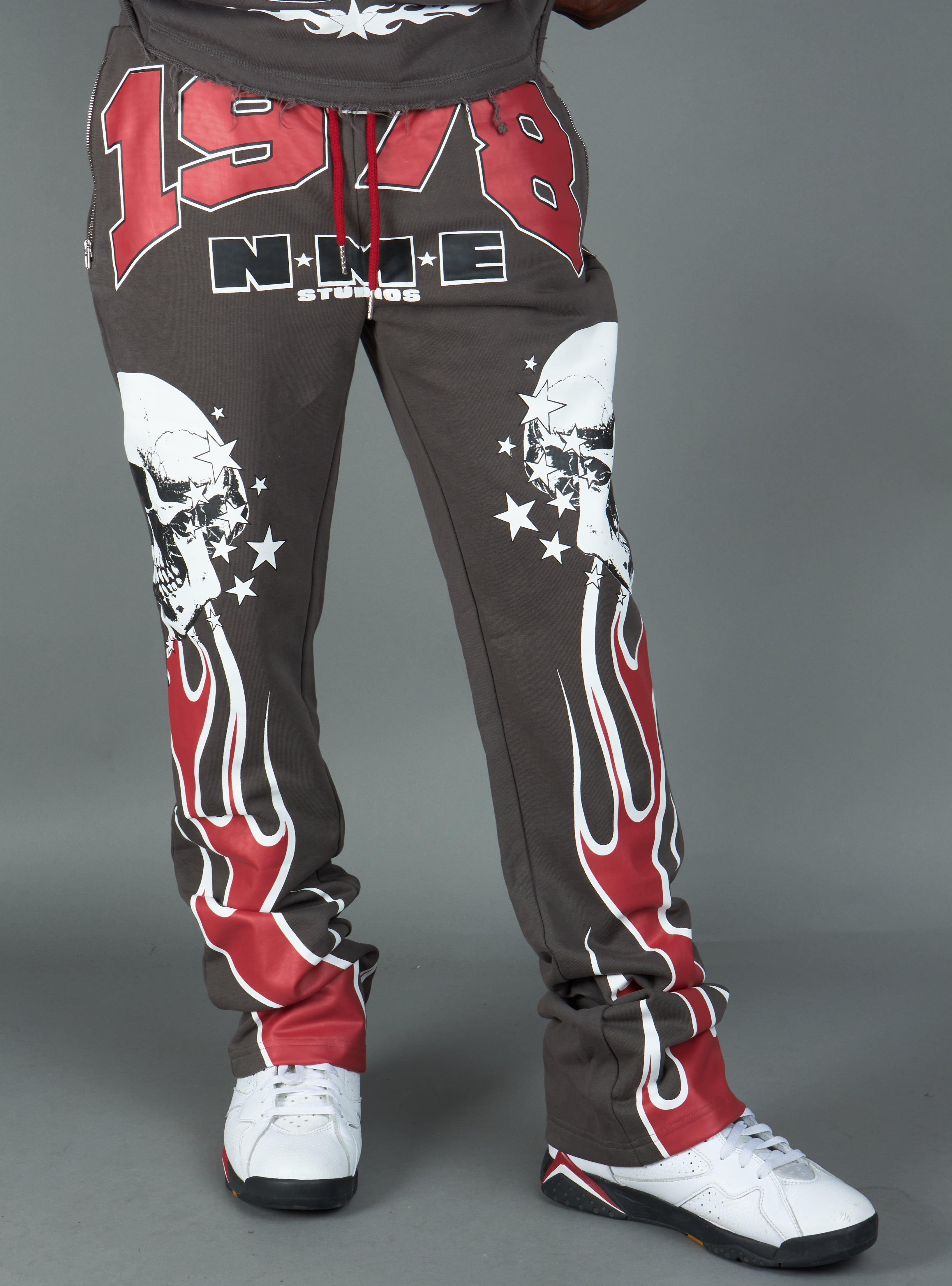 NME Sweatpant- Chen - Gray And Maroon - 326