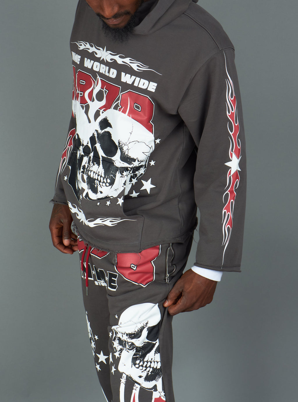 NME Sweatshirt- Chen - Gray And Maroon - 126