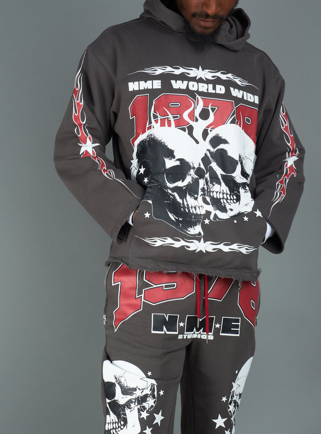 NME Sweatshirt- Chen - Gray And Maroon - 126