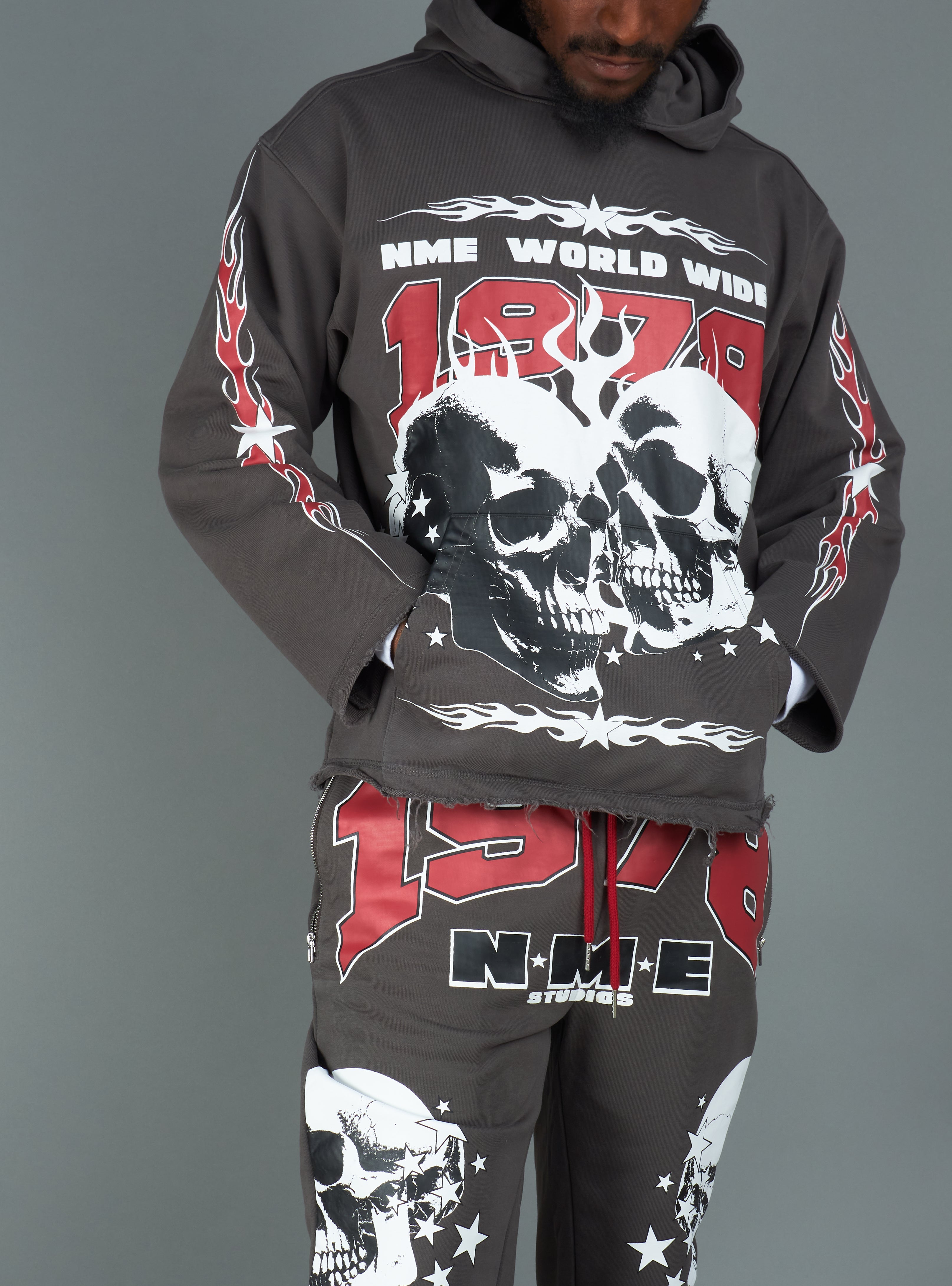 NME Sweatshirt- Chen - Gray And Maroon - 126