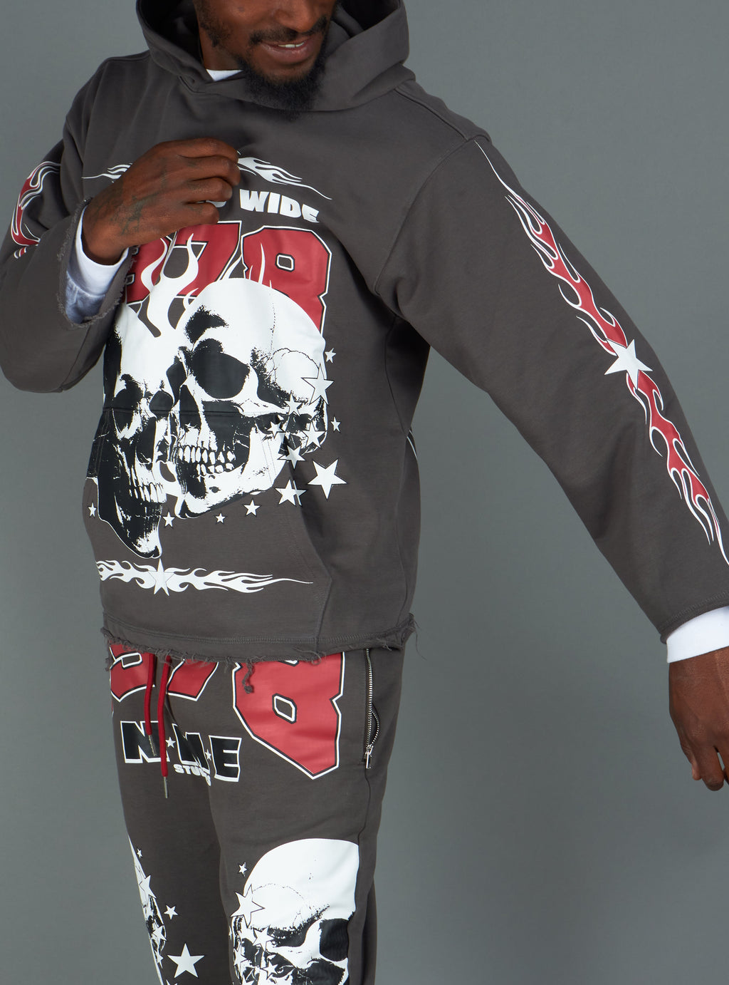 NME Sweatshirt- Chen - Gray And Maroon - 126