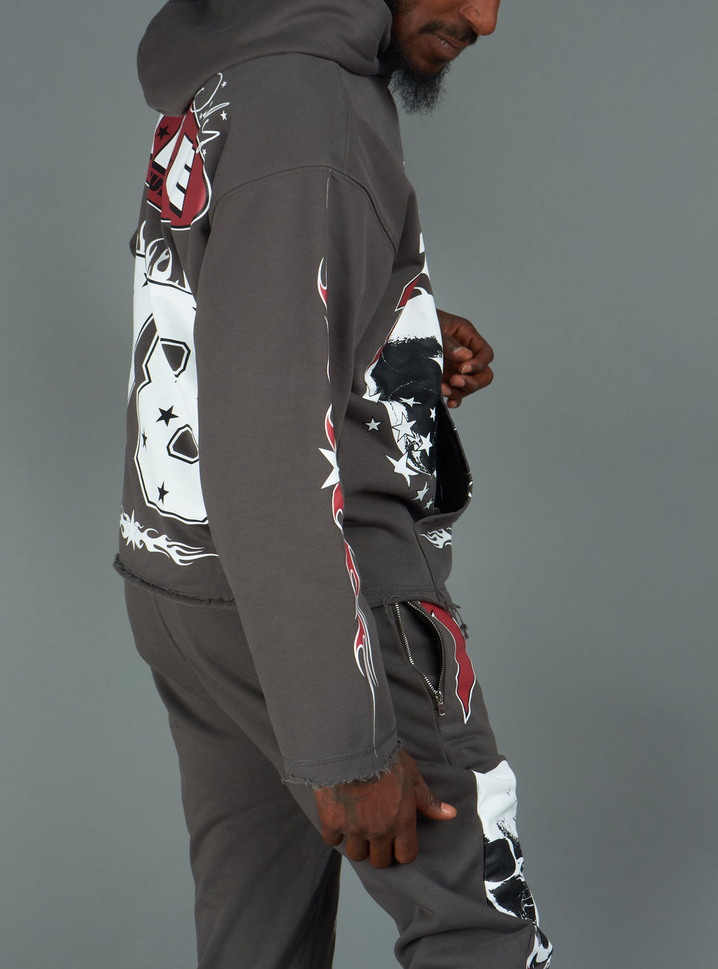 NME Sweatshirt- Chen - Gray And Maroon - 126