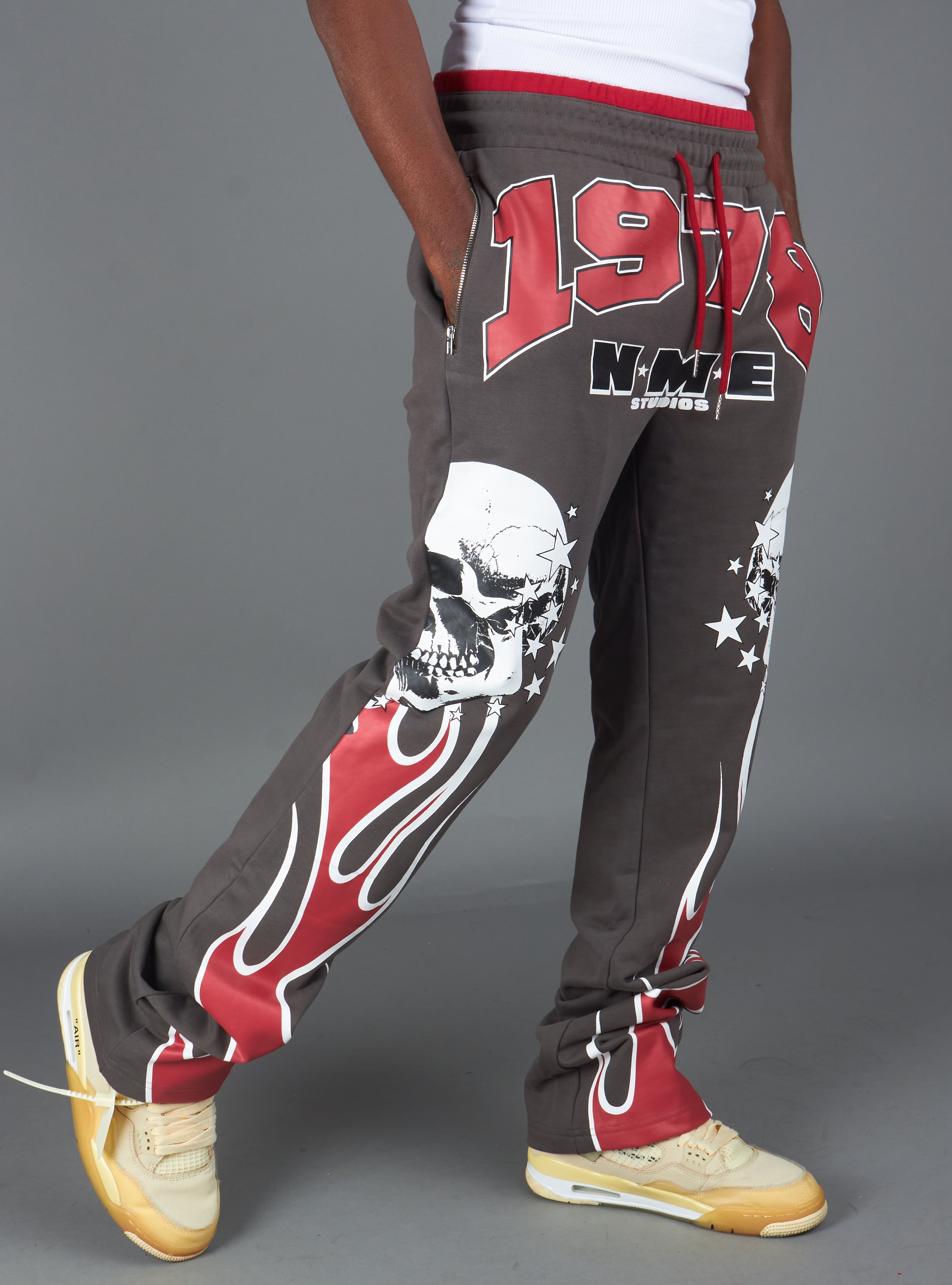 NME Sweatpant- Chen - Gray And Maroon - 326