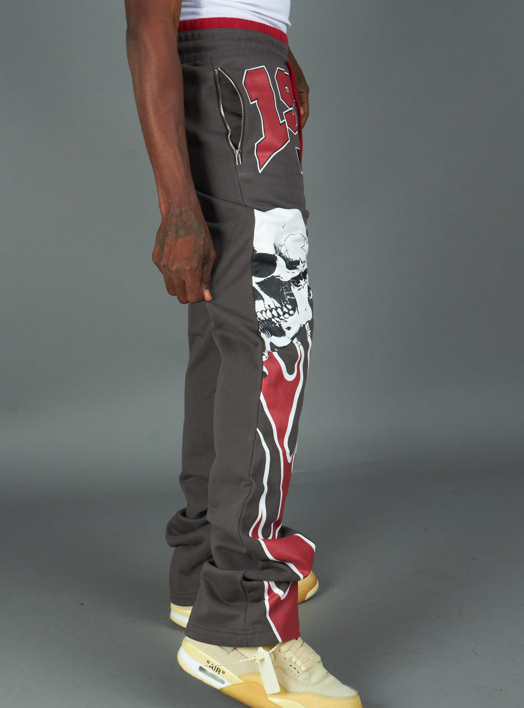 NME Sweatpant- Chen - Gray And Maroon - 326