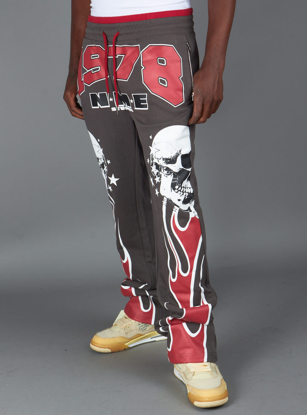 NME Sweatpant- Chen - Gray And Maroon - 326