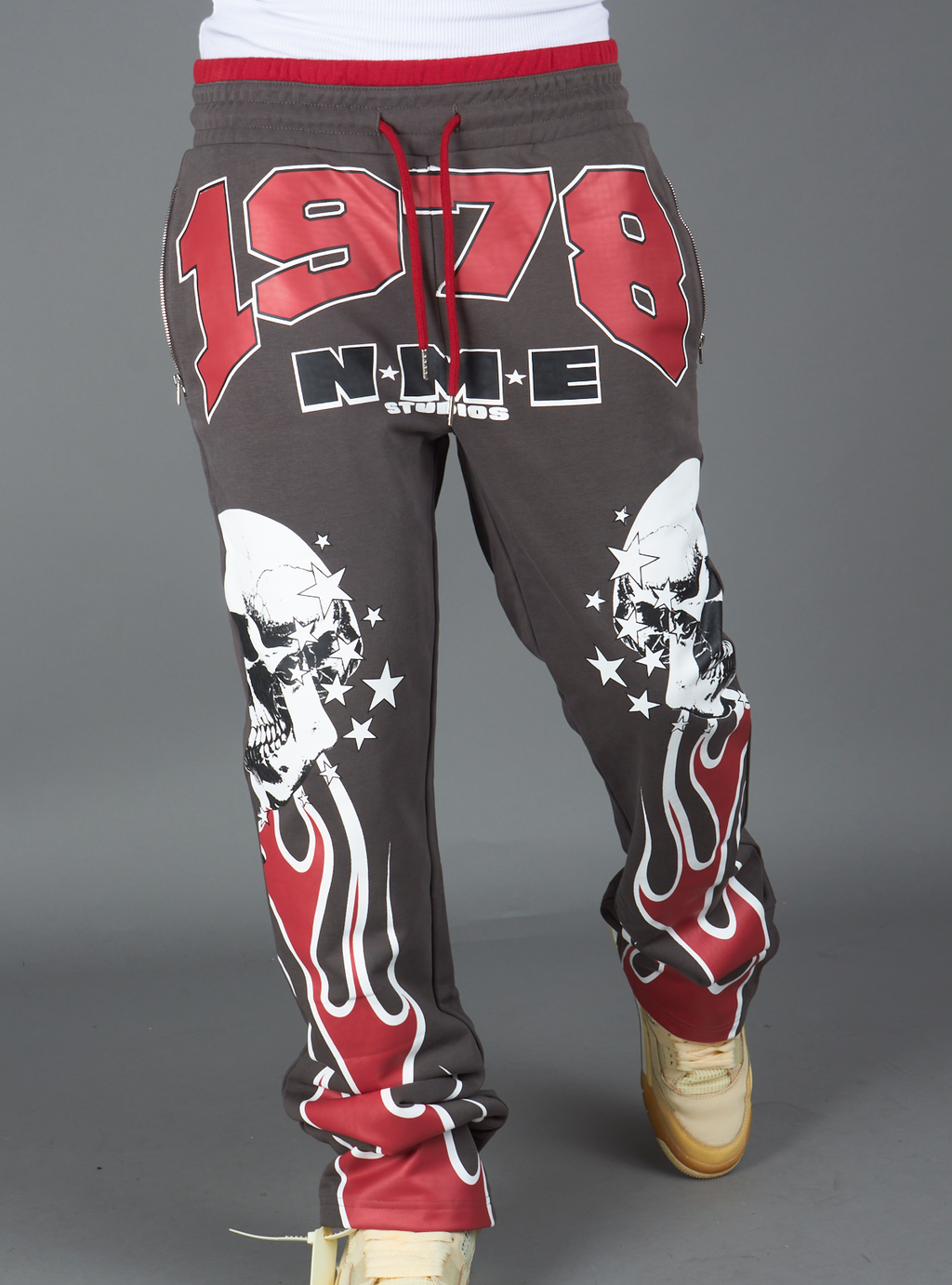 NME Sweatpant- Chen - Gray And Maroon - 326