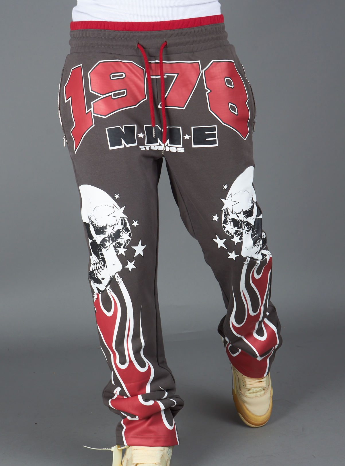 NME Sweatpant- Chen - Gray And Maroon - 326