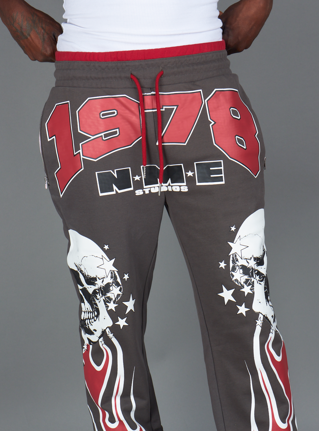 NME Sweatpant- Chen - Gray And Maroon - 326