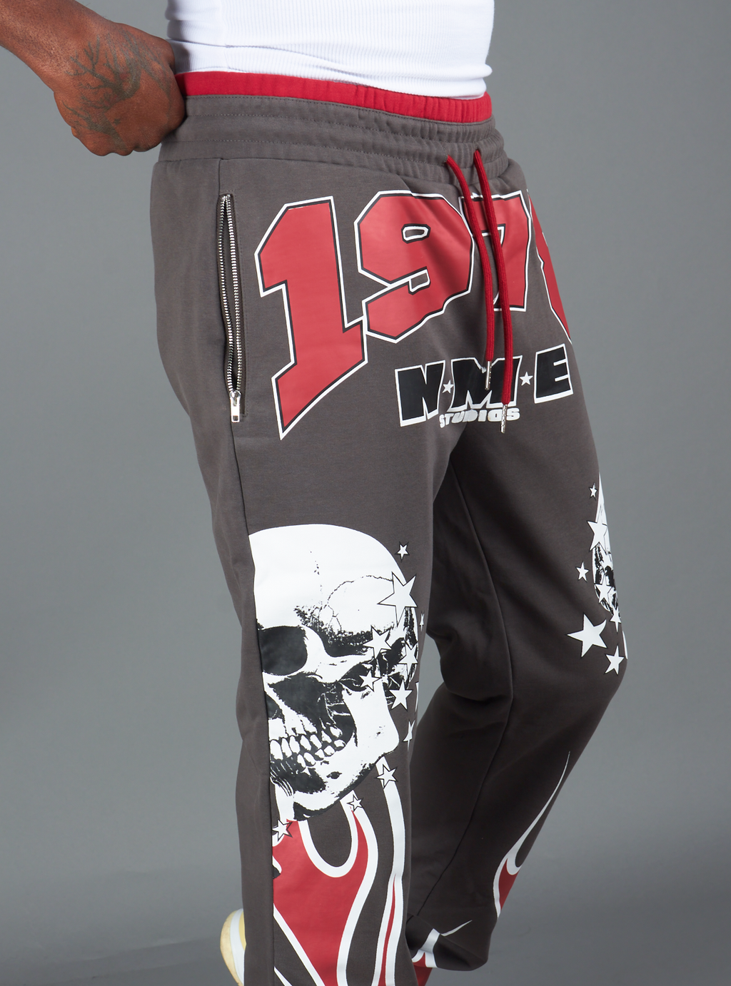 NME Sweatpant- Chen - Gray And Maroon - 326