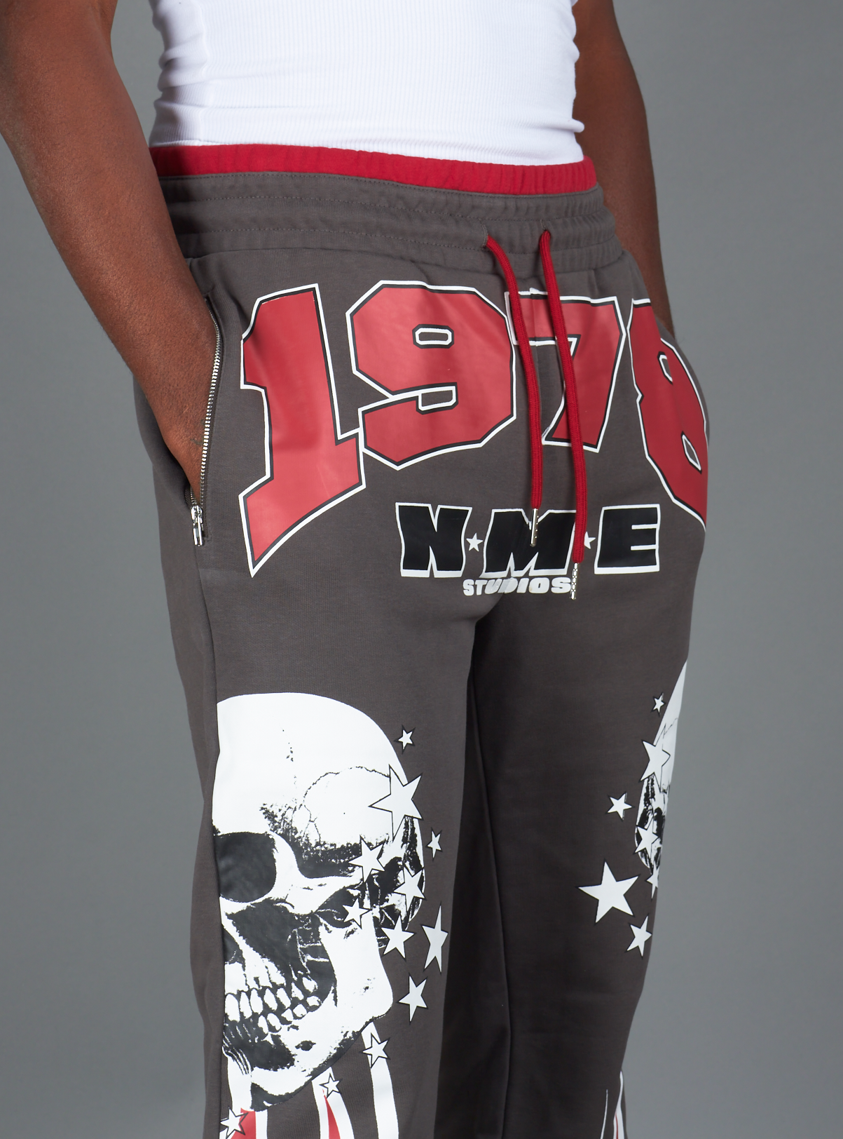 NME Sweatpant- Chen - Gray And Maroon - 326