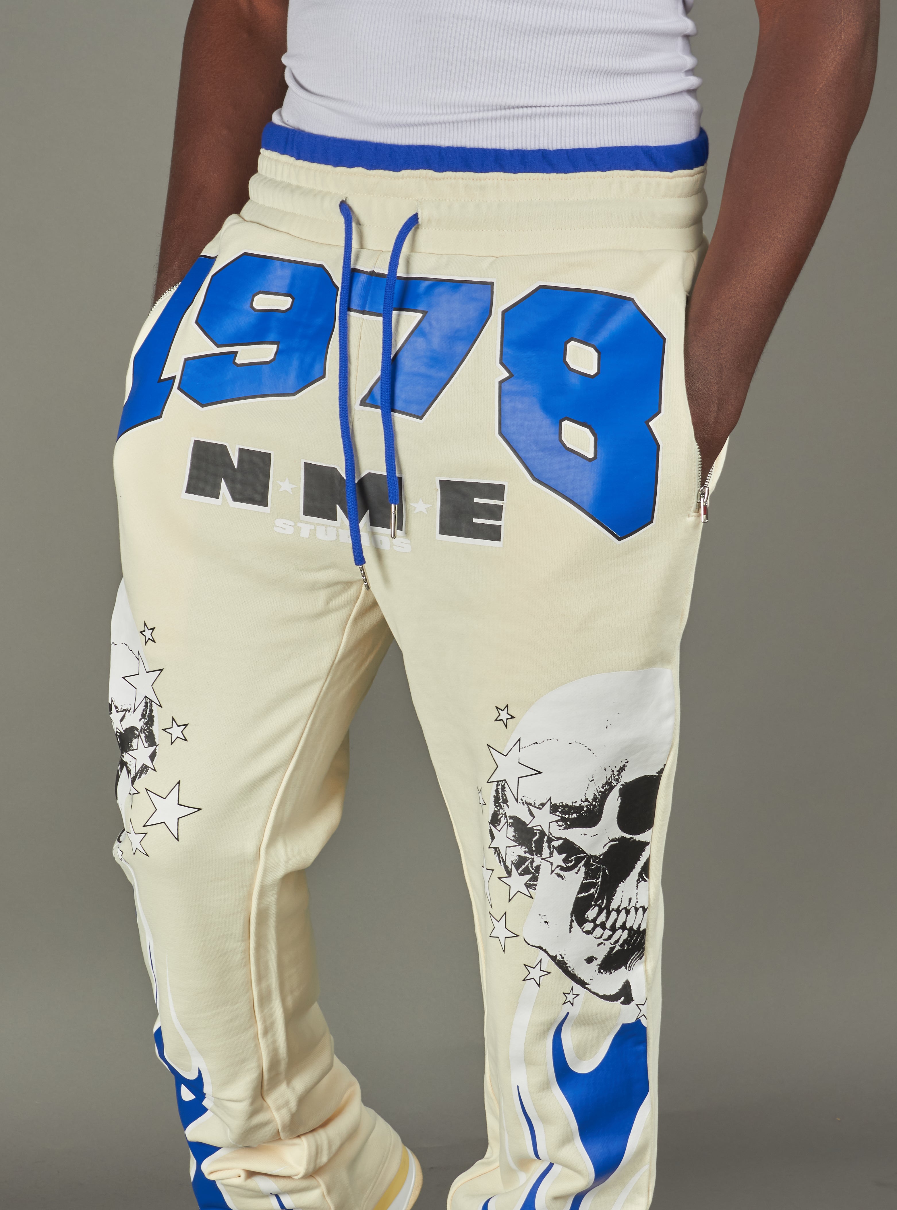 NME Sweatpants - Chen - White And Blue - 327