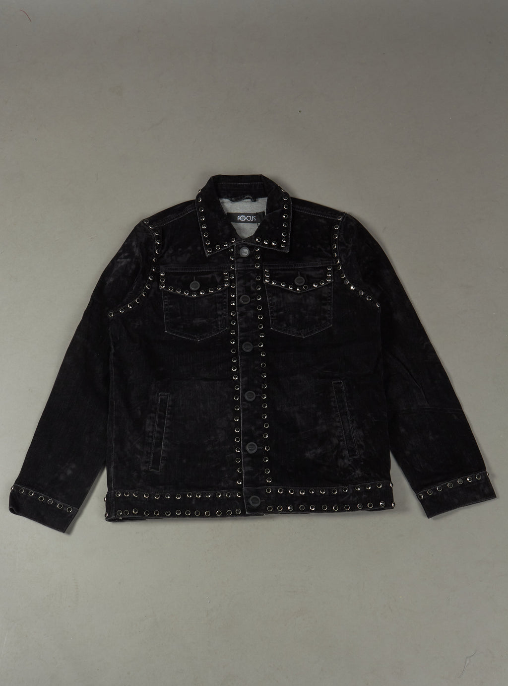 Focus Denim Jacket - Rhinestone - Black  - 8030J