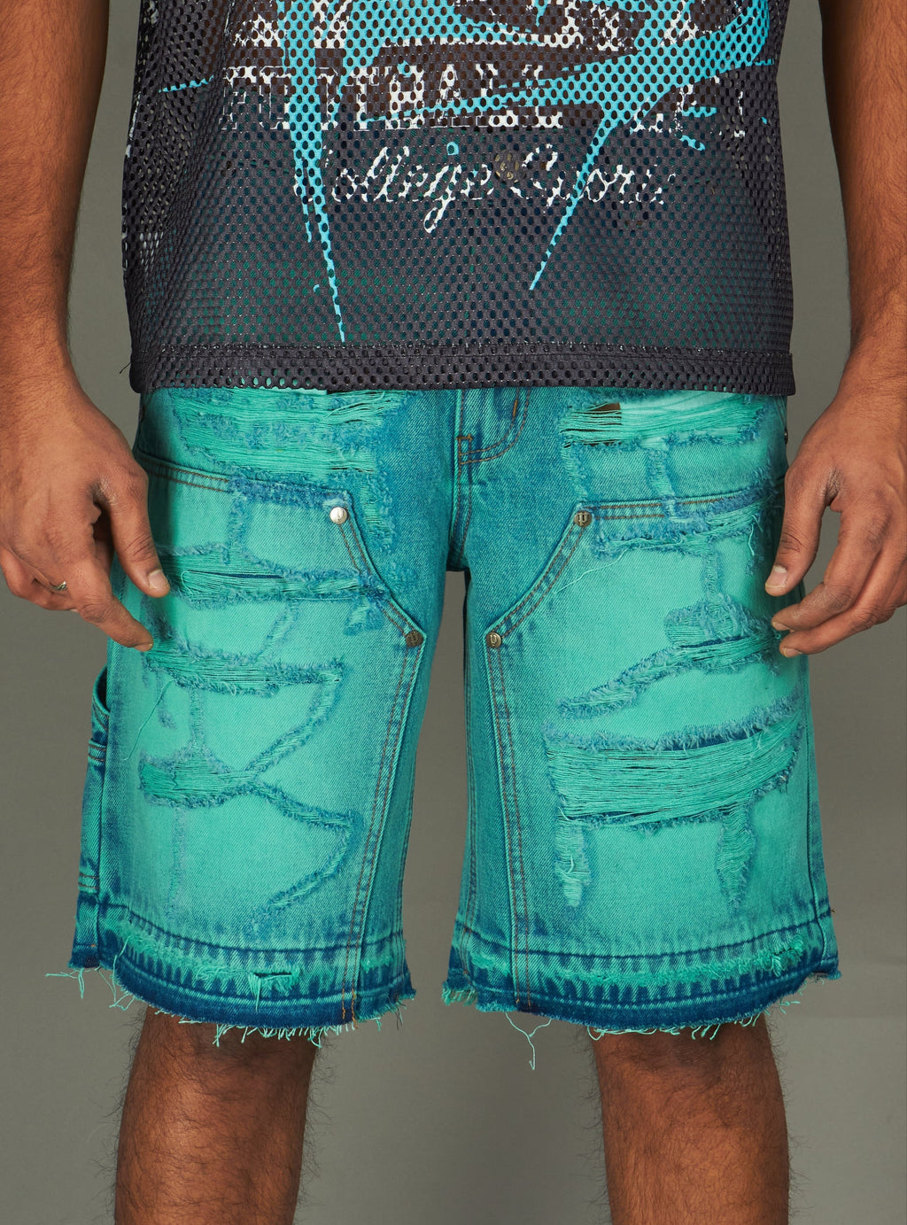 Politics Shorts - Bromwich - Teal Wash - 419