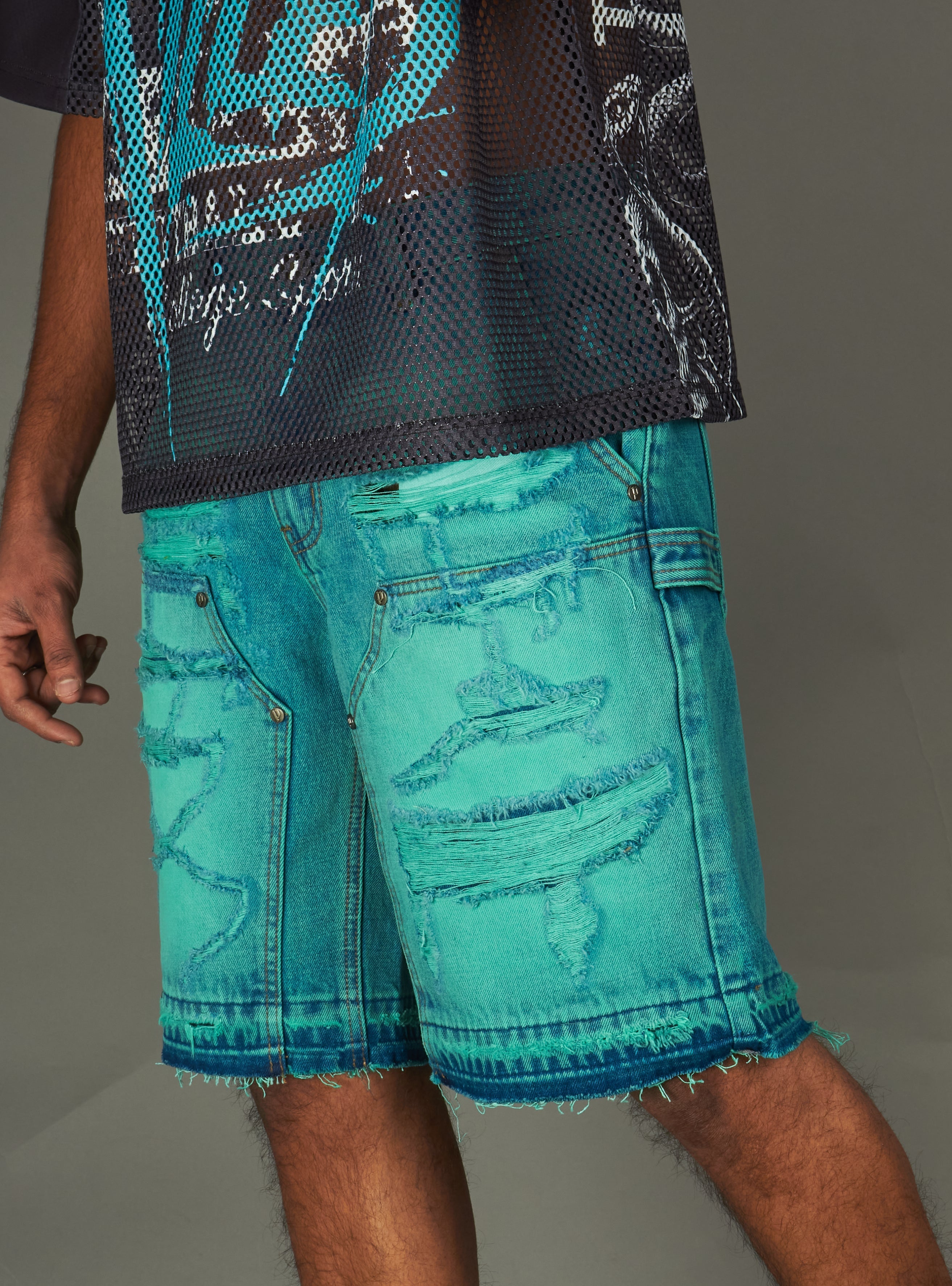 Politics Shorts - Bromwich - Teal Wash - 419