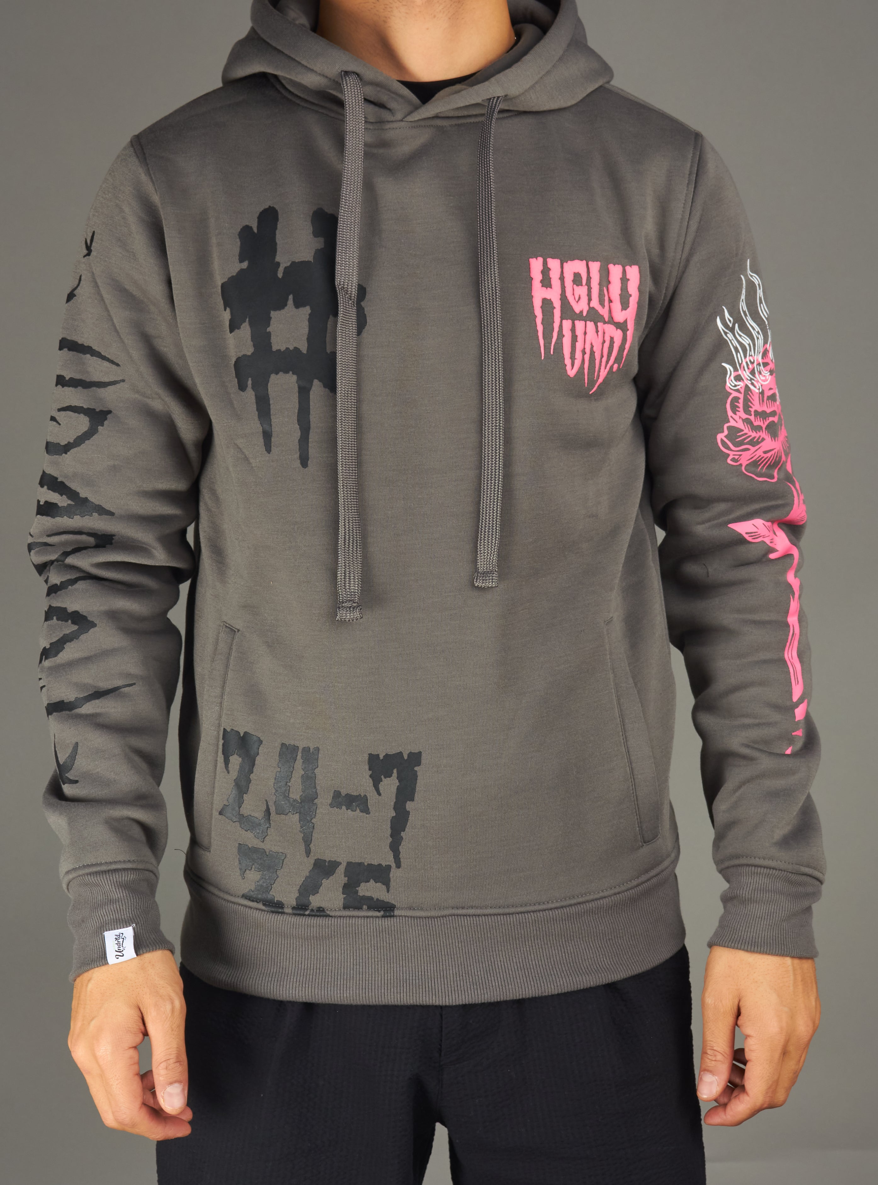 CLIQUE Hoodie - Praying Hand - Pewter Grey - UF4661