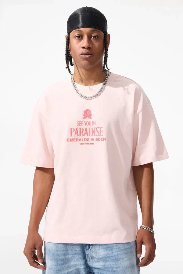 Jordan Craig T-Shirt - Emerald In Eden Boxy - Light Pink - 9207A