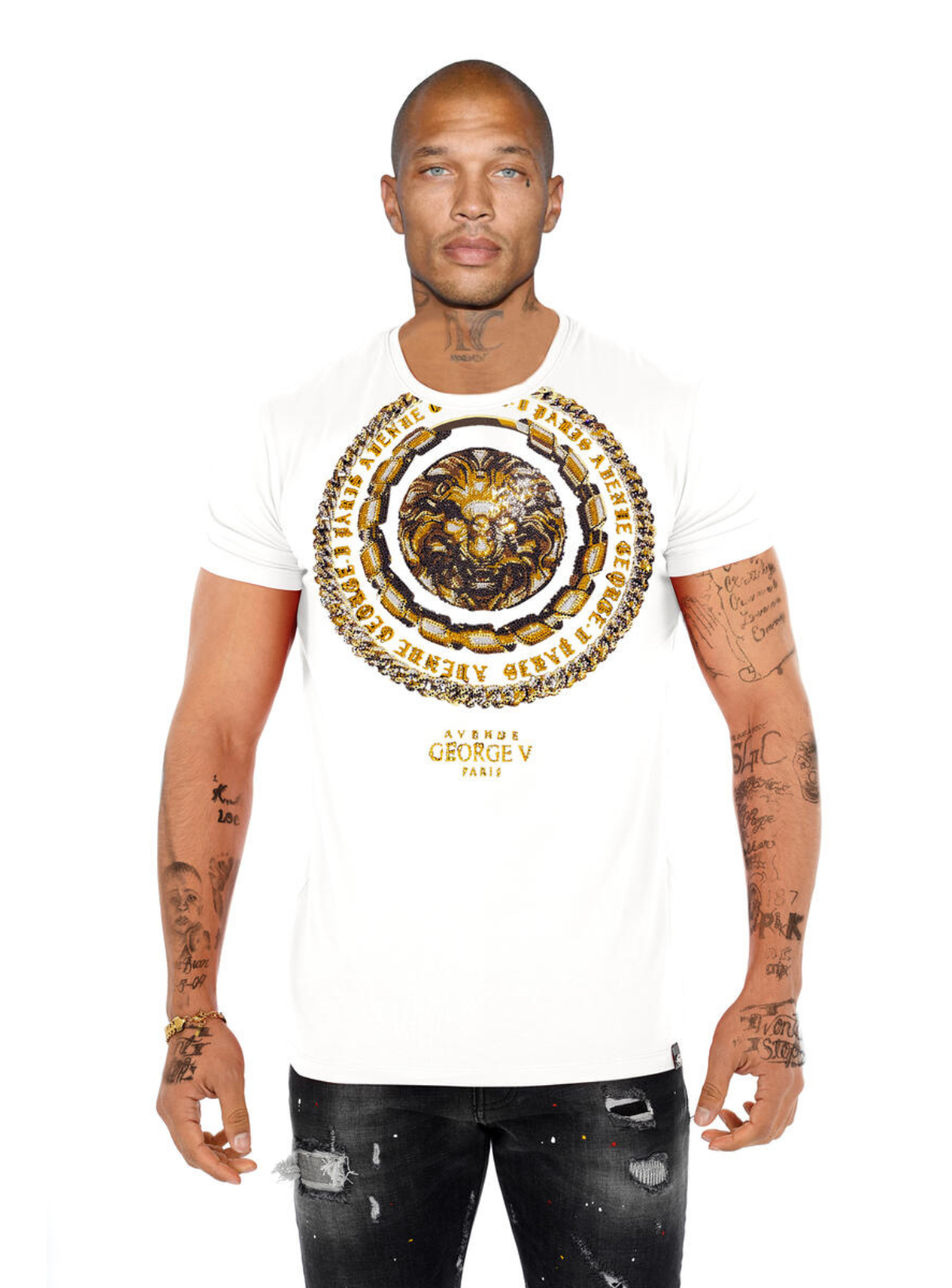 George V T-Shirt - Golden Lion - White - GV2714