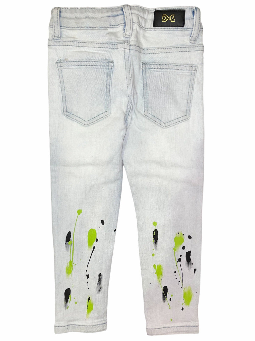 DNA Kids Jeans - Stones & Paint - Light Blue With Black And Neon