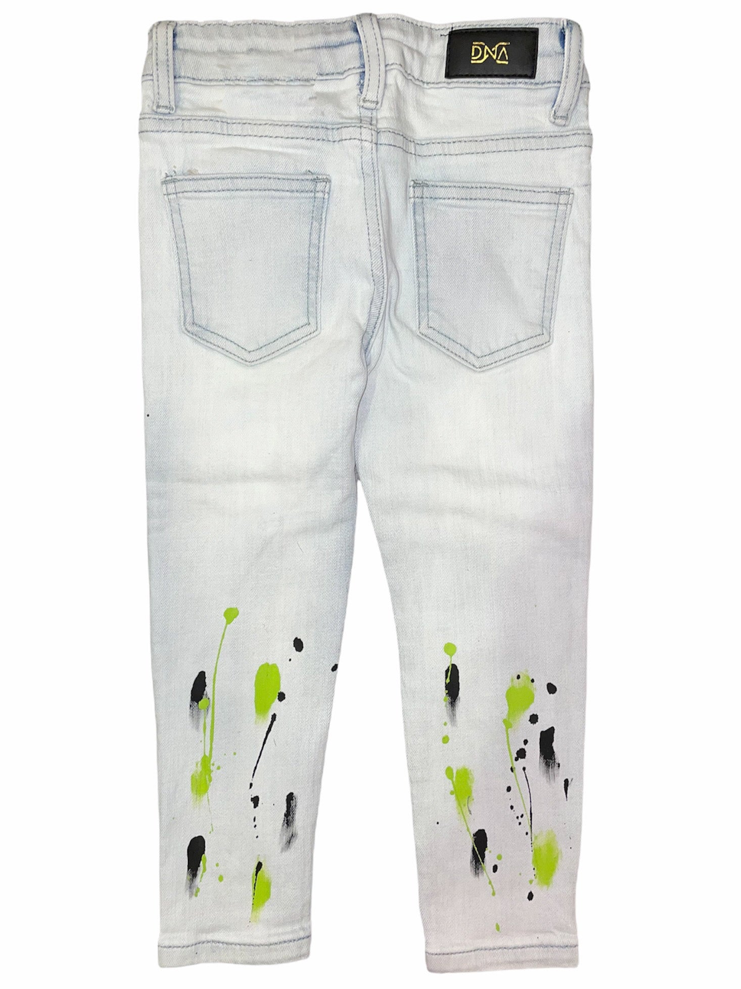 DNA Kids Jeans - Stones & Paint - Light Blue With Black And Neon