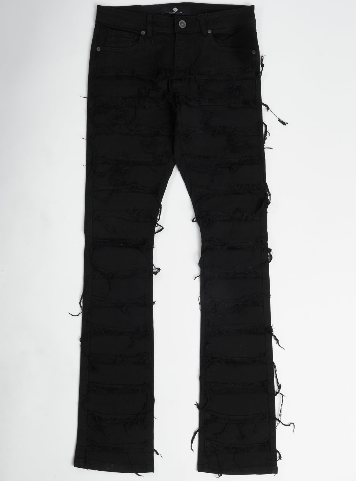 Focus Ripped Stacked Jeans - Jet Black - 3364C