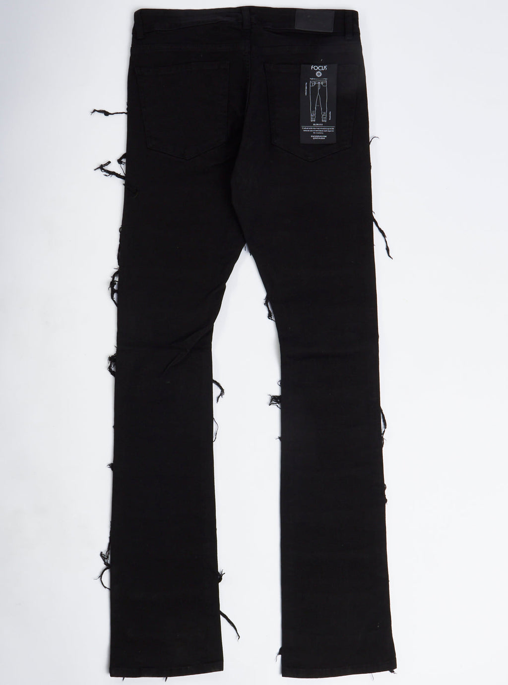 Focus Ripped Stacked Jeans - Jet Black - 3364C