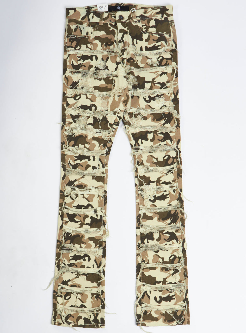 Focus Ripped Stacked Jeans - Camo - 3364C