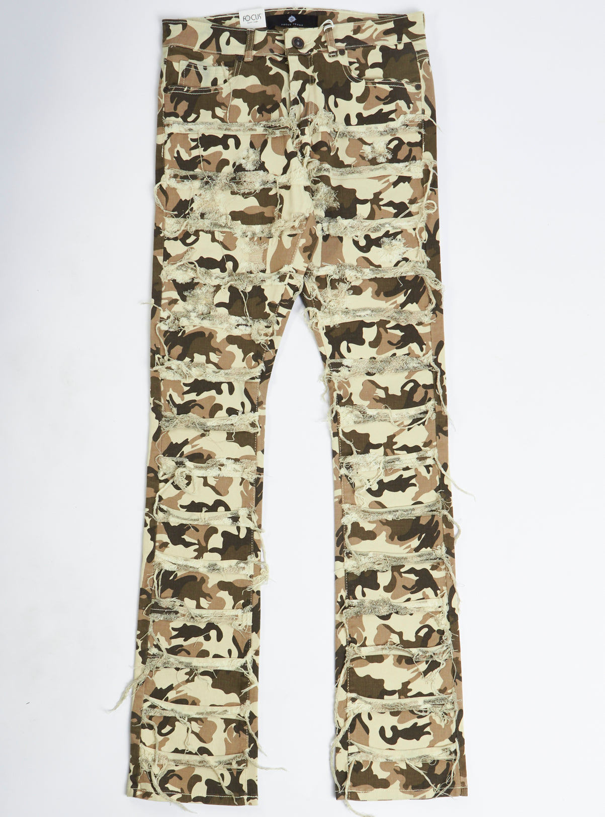 Focus Ripped Stacked Jeans - Camo - 3364C