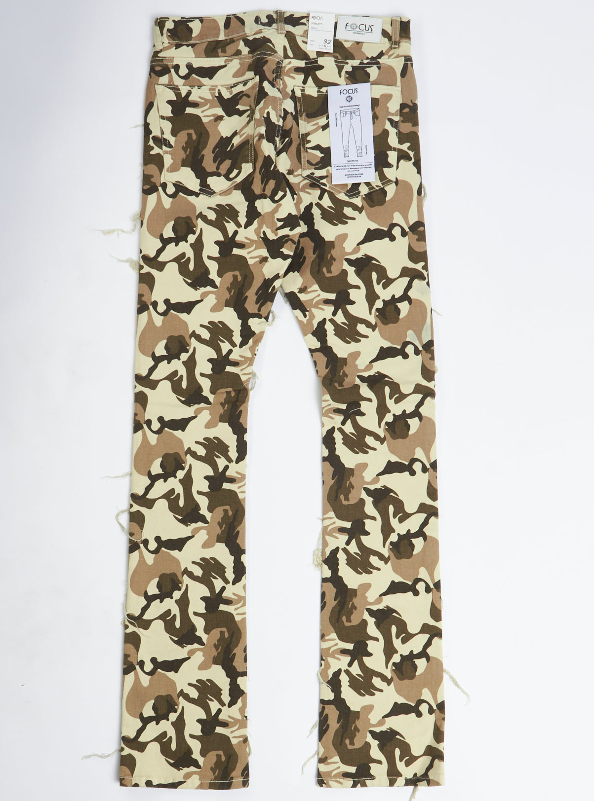 Focus Ripped Stacked Jeans - Camo - 3364C