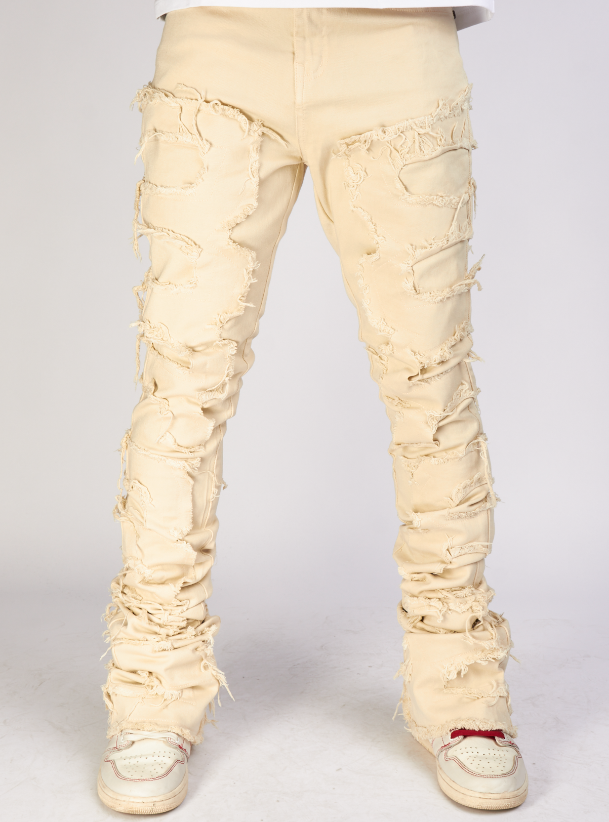 Focus Jeans - Distressed Super Stacked - Beige - 3445C