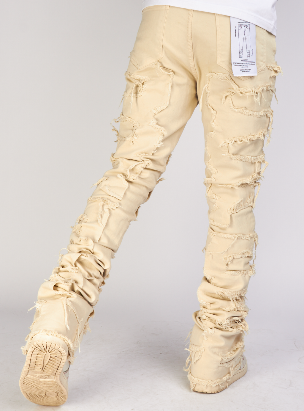 Focus Jeans - Distressed Super Stacked - Beige - 3445C