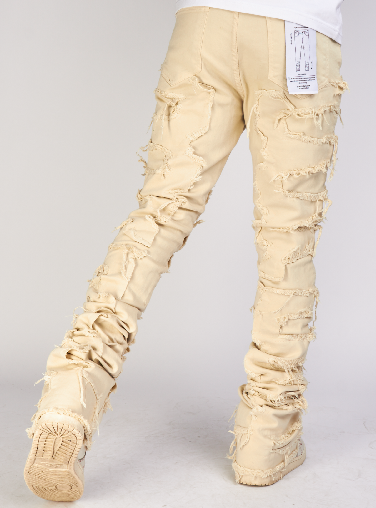 Focus Jeans - Distressed Super Stacked - Beige - 3445C