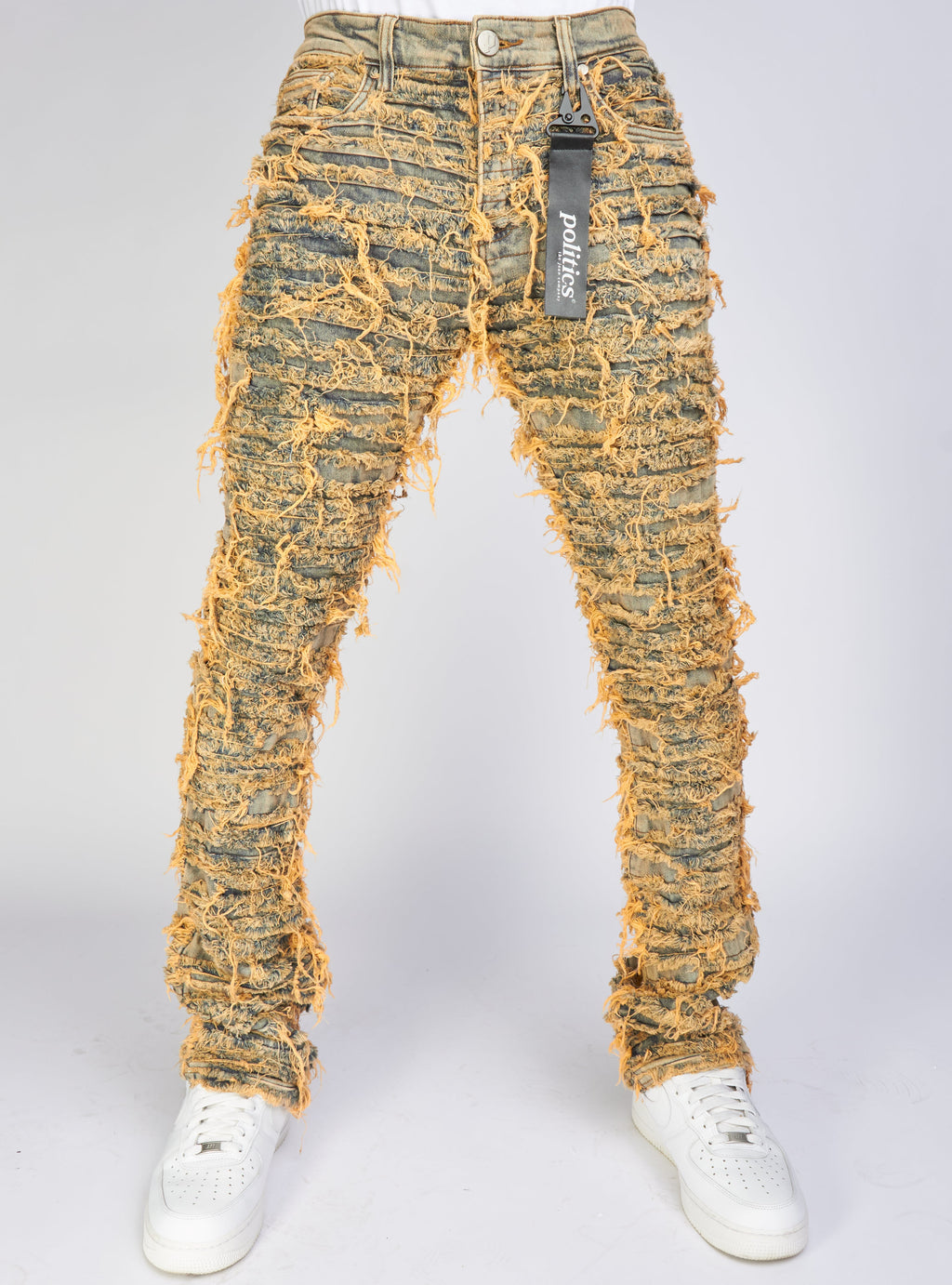 Politics Jeans - Thrashed Distressed Stacked Flare - Dark Vintage - Debris 510
