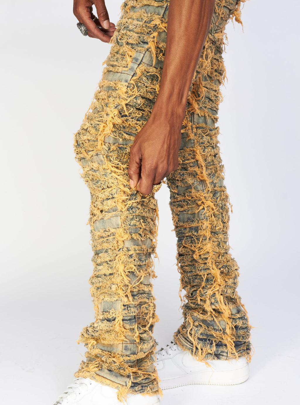Politics Jeans - Thrashed Distressed Stacked Flare - Dark Vintage - Debris 510