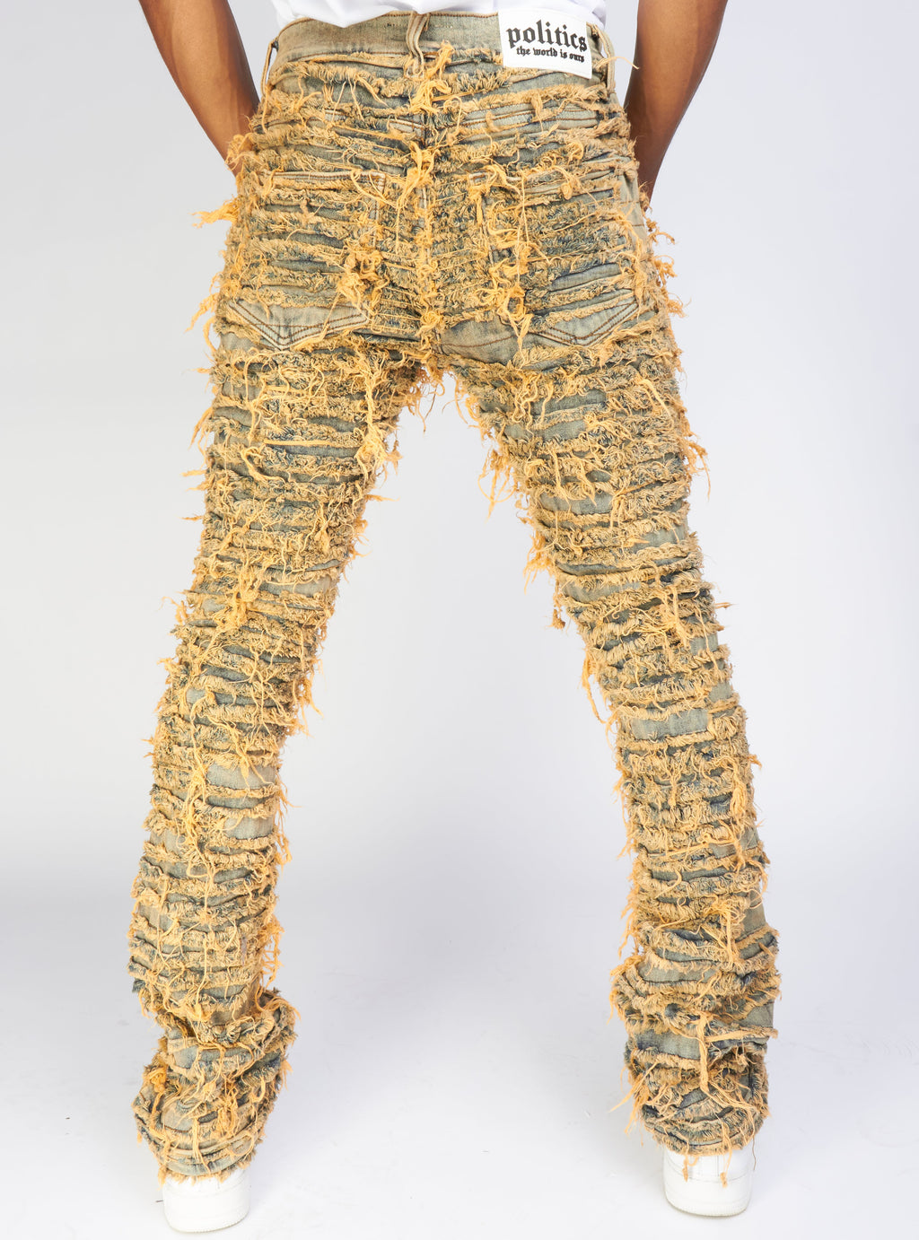 Politics Jeans - Thrashed Distressed Stacked Flare - Dark Vintage - Debris 510