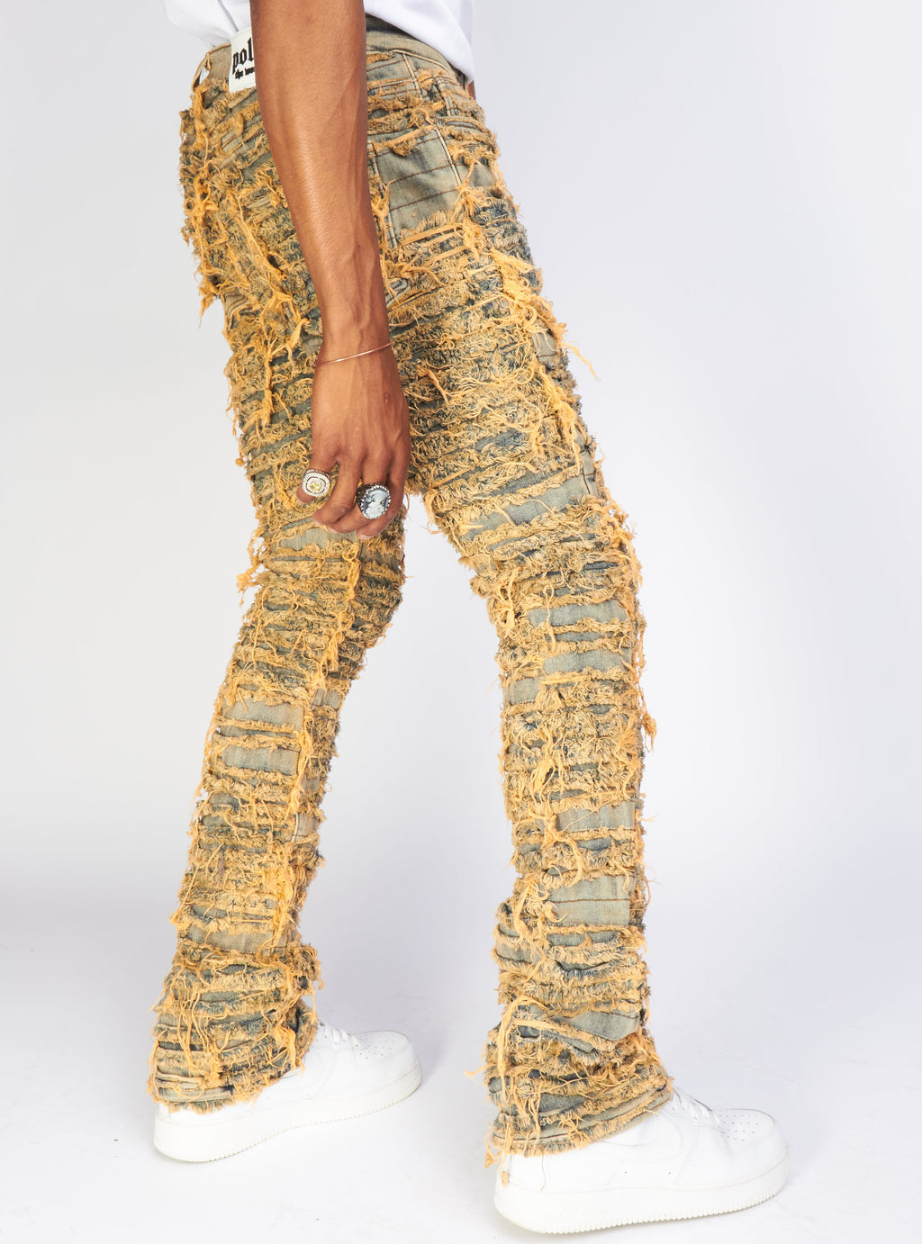 Politics Jeans - Thrashed Distressed Stacked Flare - Dark Vintage - Debris 510