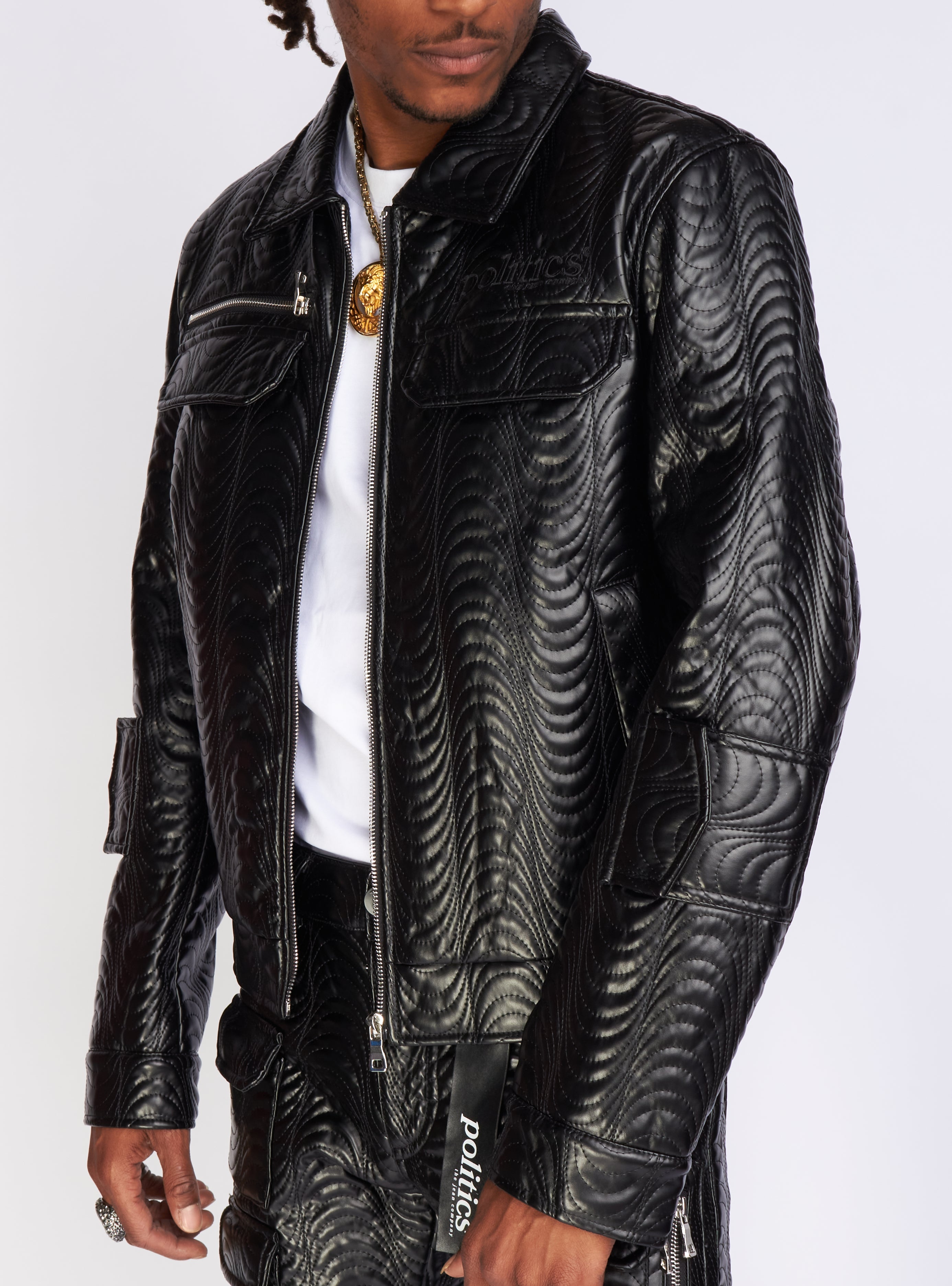 Politics Jacket - Cargo Zip-Up PU Leather - Murphy - Black - 571