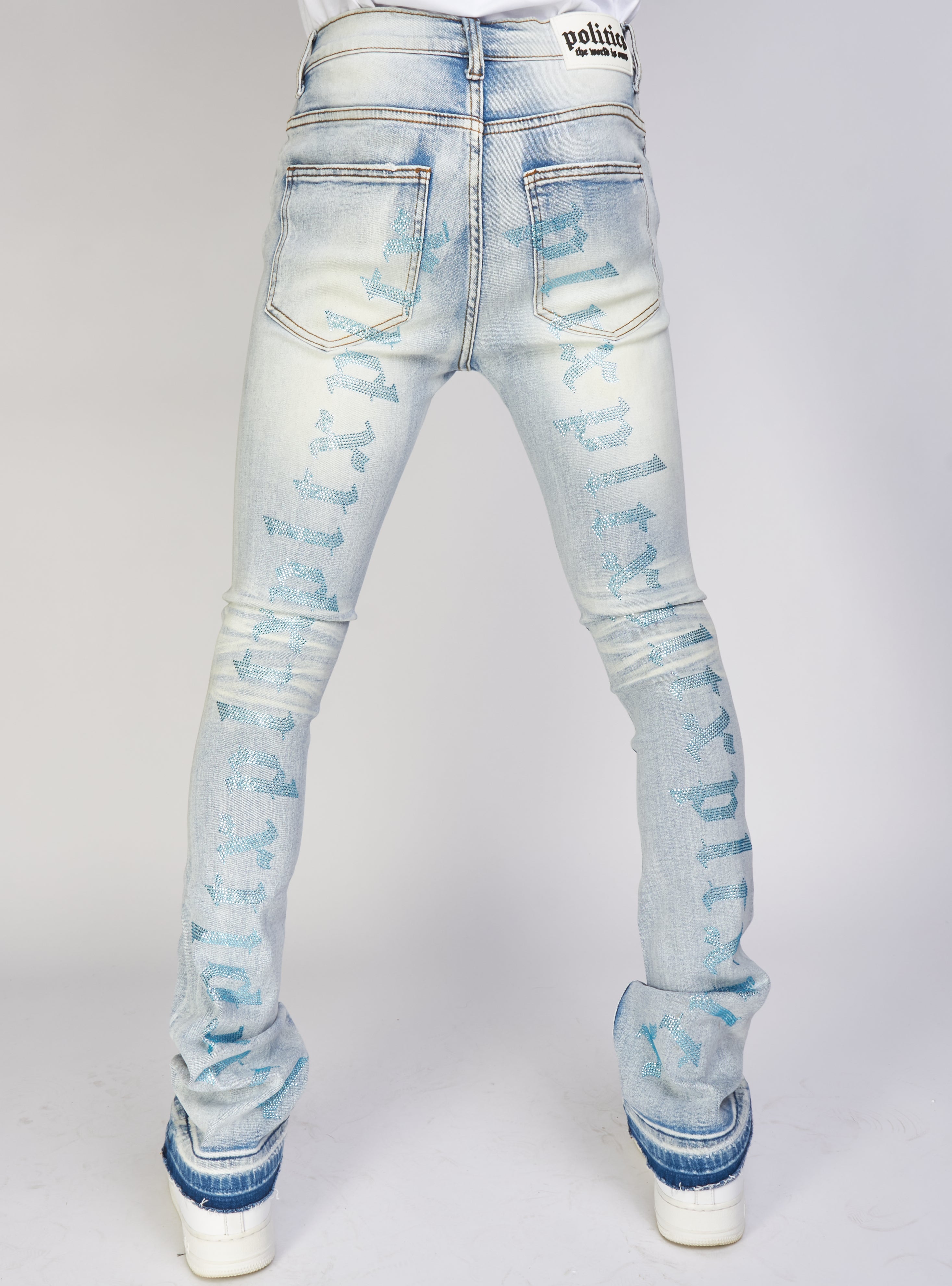 Politics Jeans - Embroidered Skinny Stacked Flare Mac - Light Blue  - 514