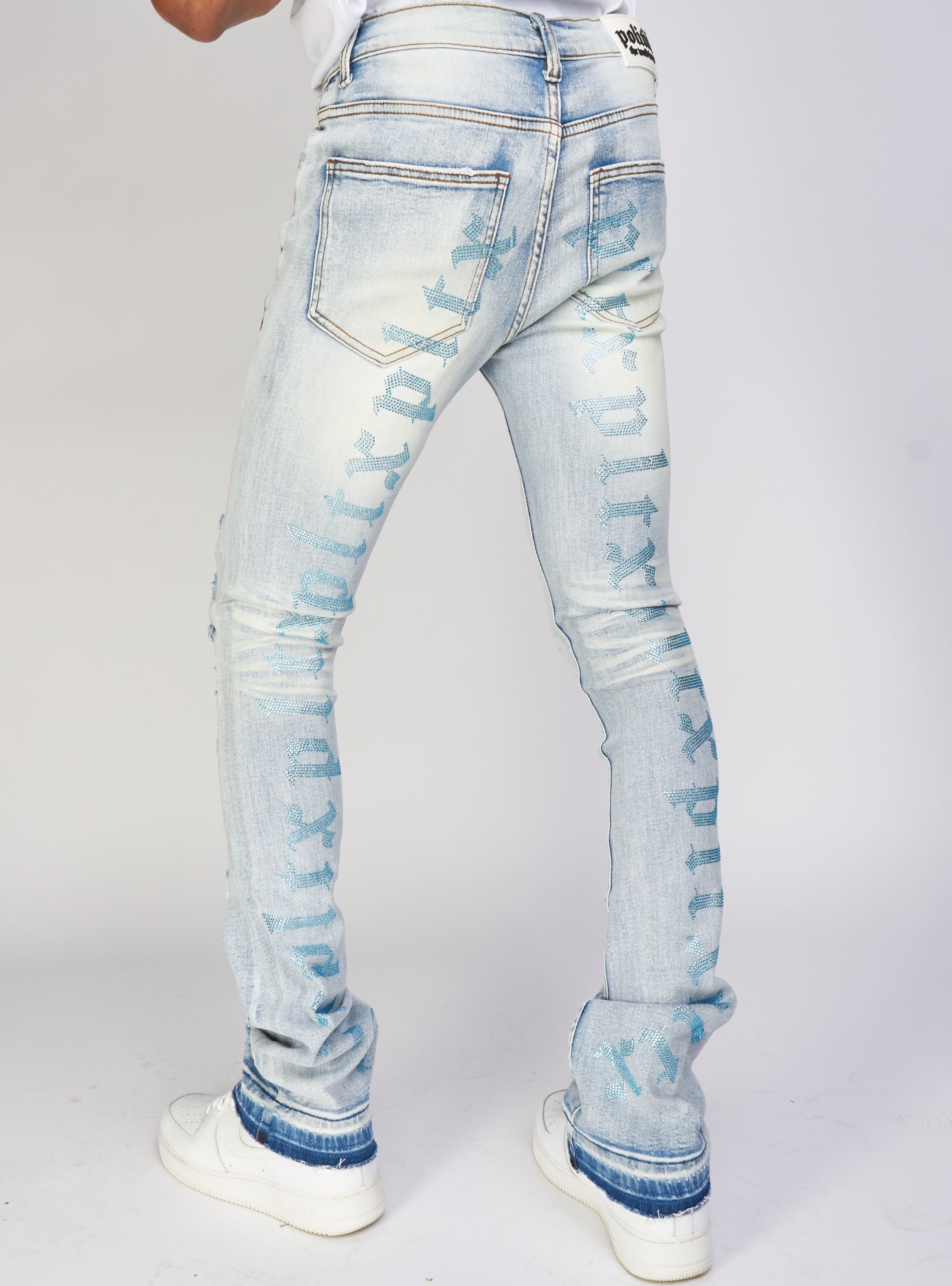 Politics Jeans - Embroidered Skinny Stacked Flare Mac - Light Blue  - 514
