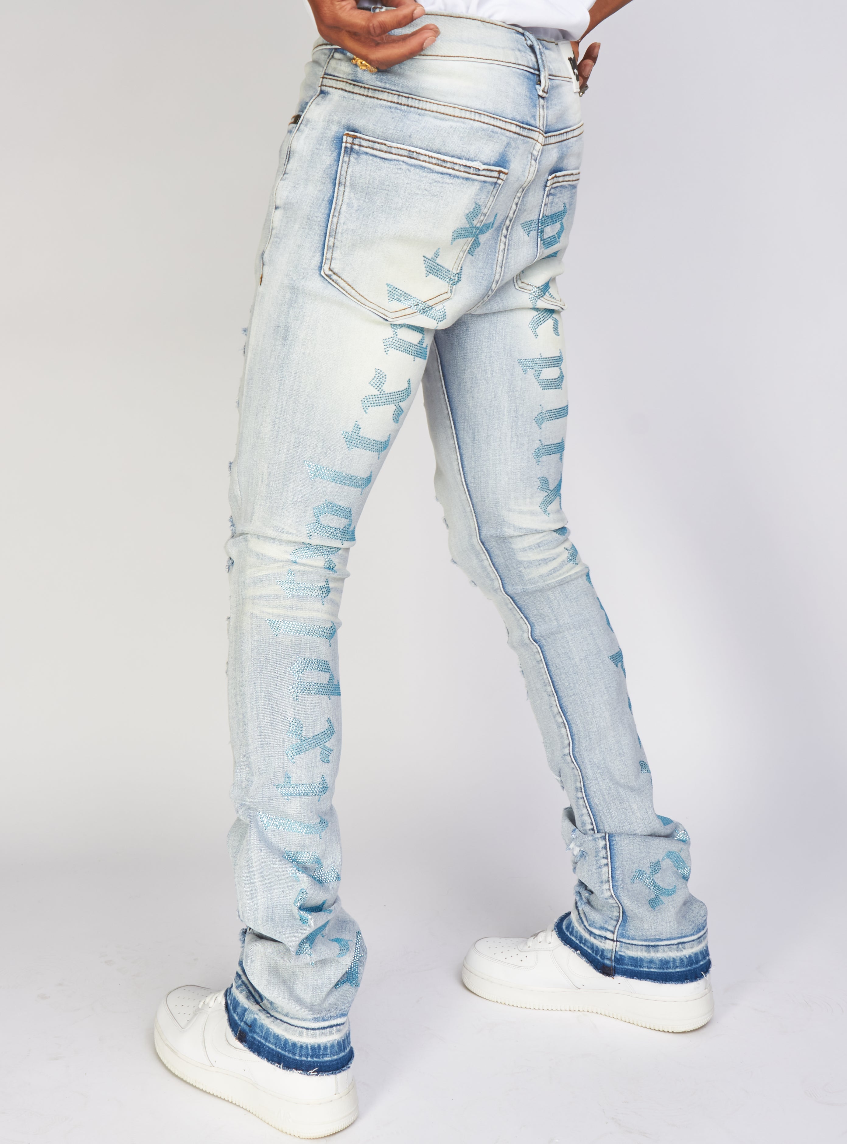 Politics Jeans - Embroidered Skinny Stacked Flare Mac - Light Blue  - 514
