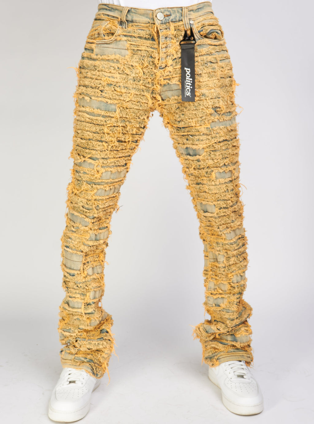 Politics Jeans - Thrashed Distressed Stacked Flare - Sandblast - Debris 509