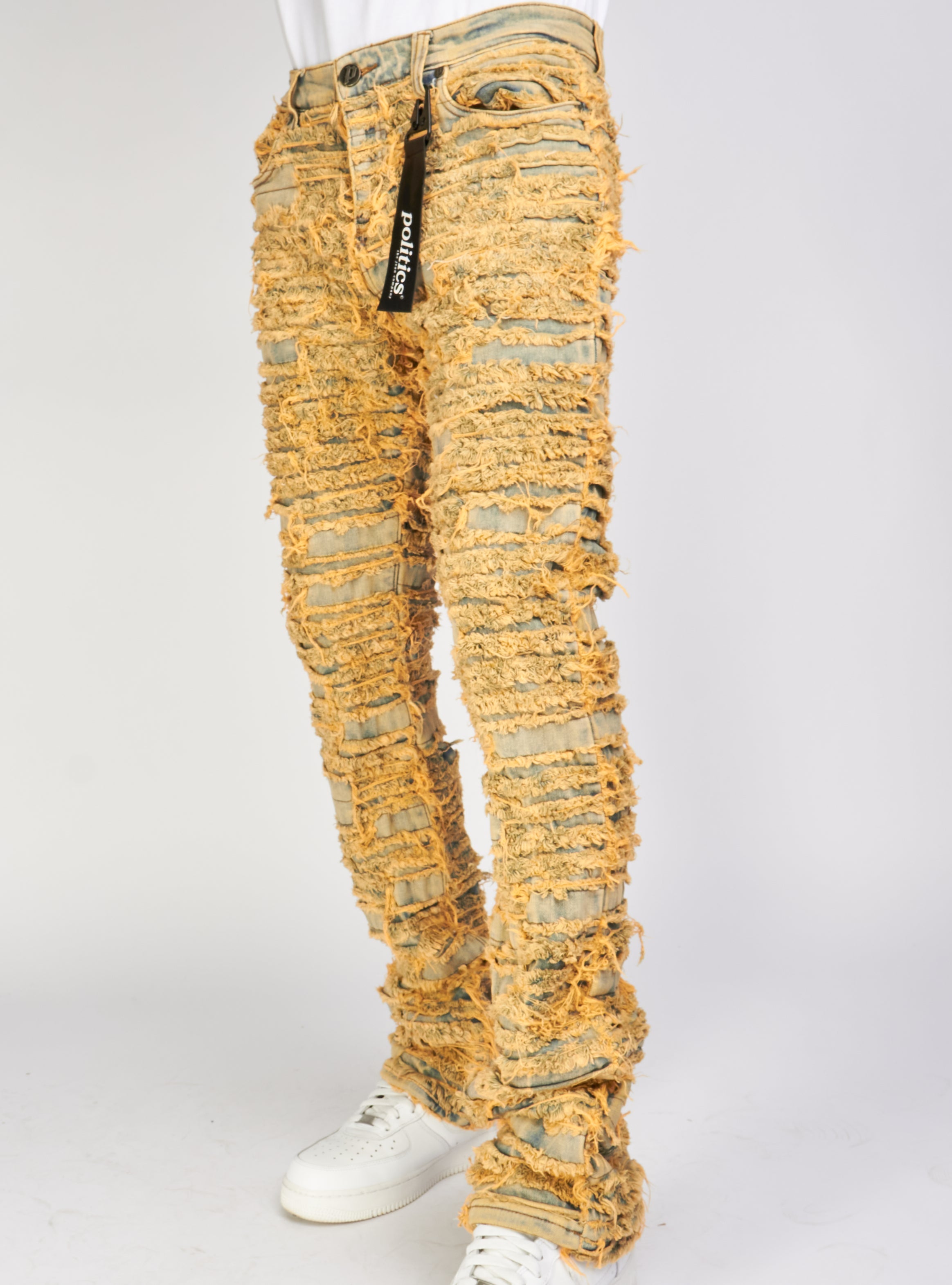 Politics Jeans - Thrashed Distressed Stacked Flare - Sandblast - Debris 509