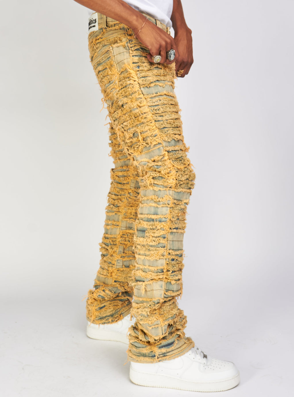 Politics Jeans - Thrashed Distressed Stacked Flare - Sandblast - Debris 509